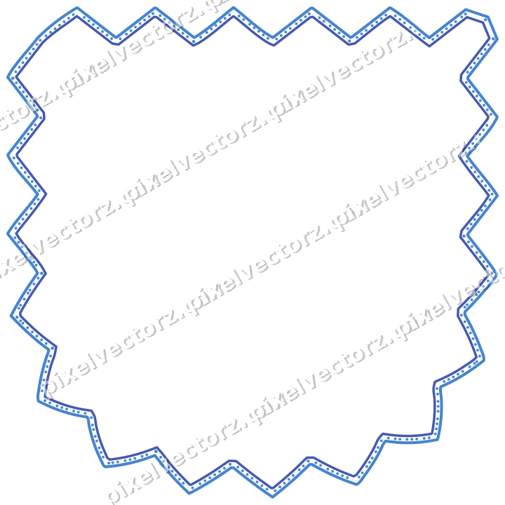 Dekorativer Zierrahmen in Blau und Türkis mit Wappen und Zackenrand