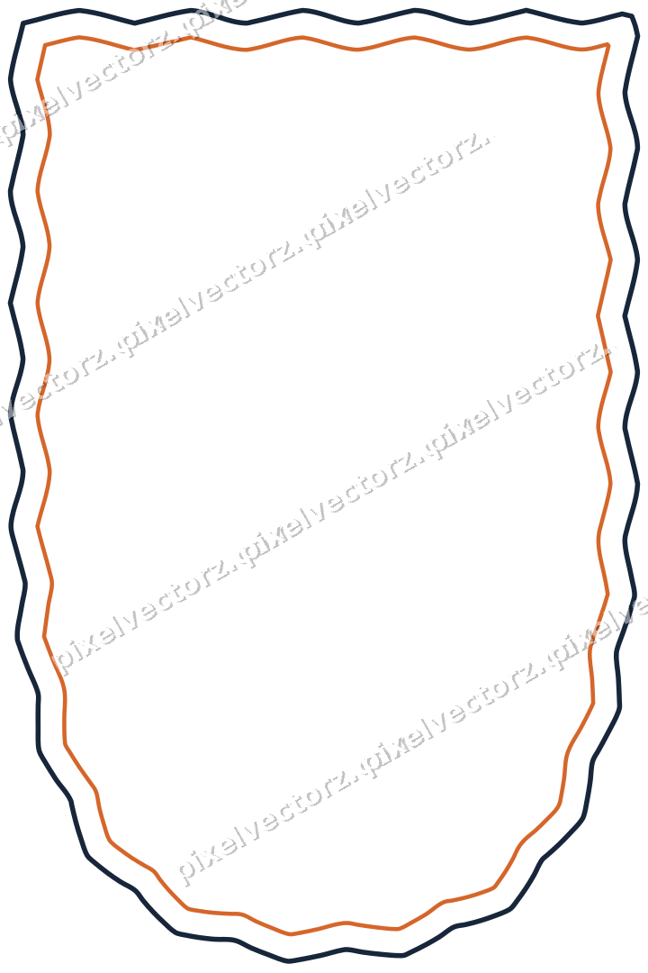 Dekorativer Zierrahmen in Dunkelblau und Orange mit Wappen