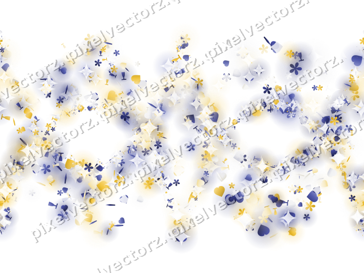 Nahtlose Glitzergirlande aus Herzen und Blüten auf transparentem Grund