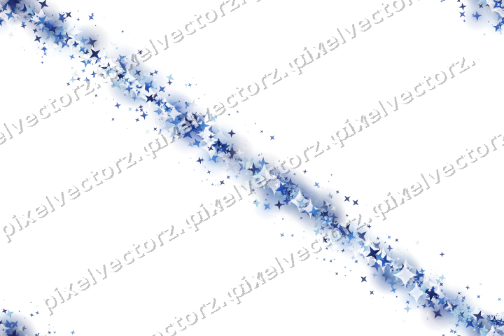 Nahtloses Glitzerband aus Sternen in Blau auf transparentem Grund
