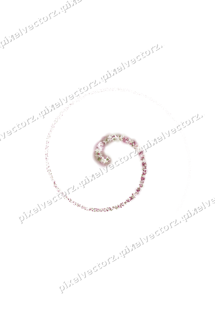 Nahtlose Glitzerspirale aus Sternen und Herzen auf transparentem Grund