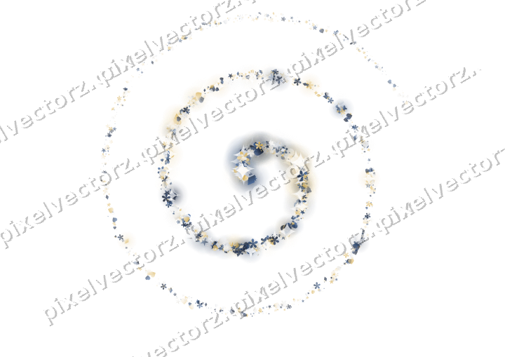 Nahtlose Glitzerspirale aus Sternen und Herzen auf transparentem Grund