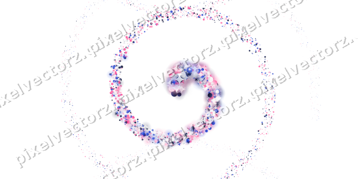 Nahtlose Glitzerspirale in Rosa und Blau auf transparentem Grund