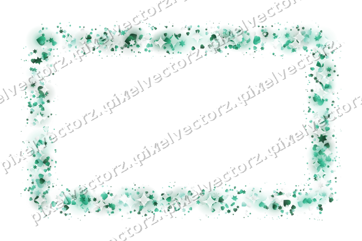 Nahtloser Glitzerrahmen aus Sternen und Herzen auf transparentem Grund