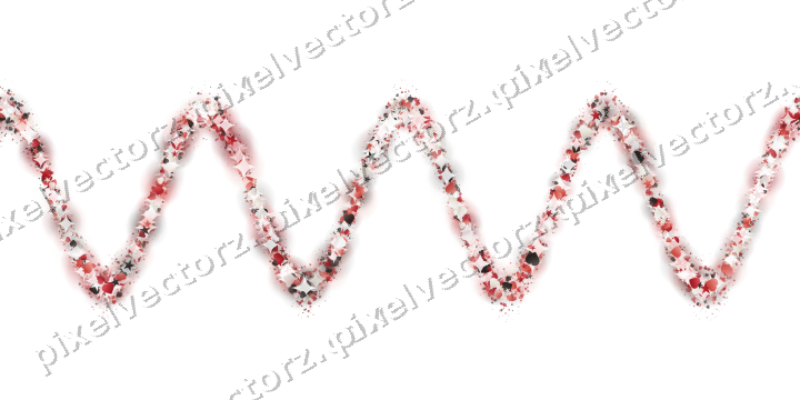 Nahtlose Glitzerwelle aus Sternen und Herzen auf transparentem Grund