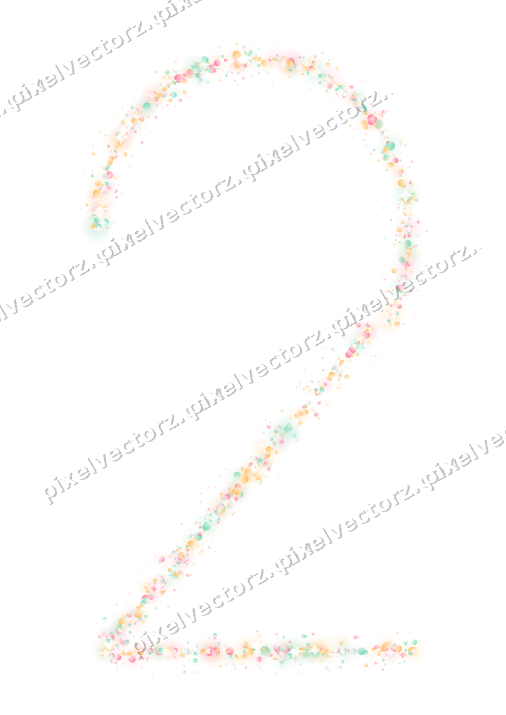 Nahtlose Glitzerzahl 2 aus Funken und Punkten auf transparentem Grund