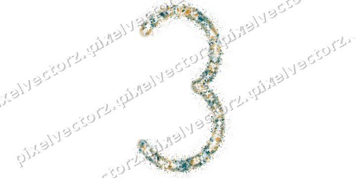 Nahtlose Glitzerzahl 3 aus Blüten und Konfetti auf transparentem Grund
