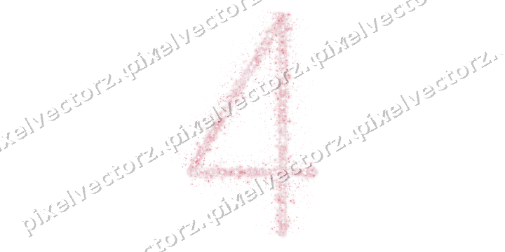 Nahtlose Glitzerzahl 4 in Blassrosa auf transparentem Grund