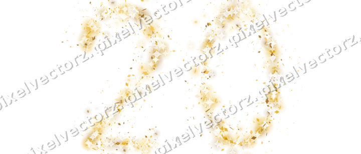 Nahtlose Glitzerzahl 20 auf transparentem Grund