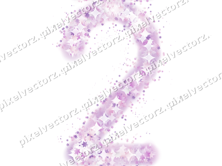 Nahtlose Glitzerzahl 2 aus Sternen in Magenta auf transparentem Grund