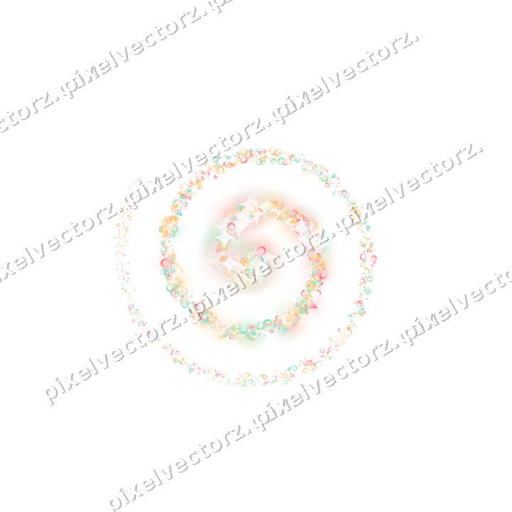 Nahtlose Glitzerspirale aus Funken und Ringen auf transparentem Grund