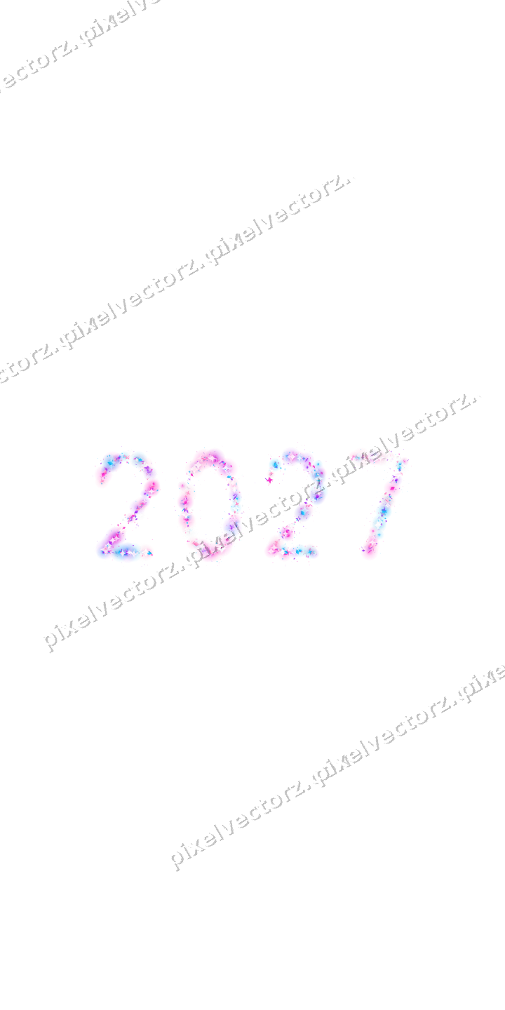 Nahtlose Glitzerzahl 2027 in Magenta auf transparentem Grund