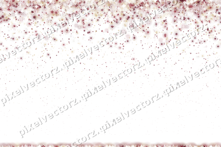 Nahtloser Glitzerregen aus Blüten auf transparentem Grund