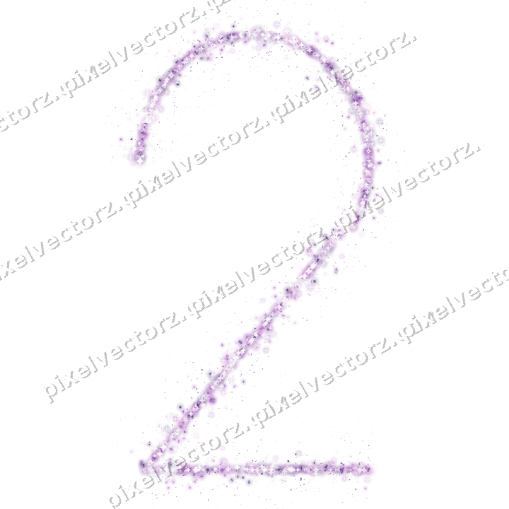 Nahtlose Glitzerzahl 2 in Violett auf transparentem Grund