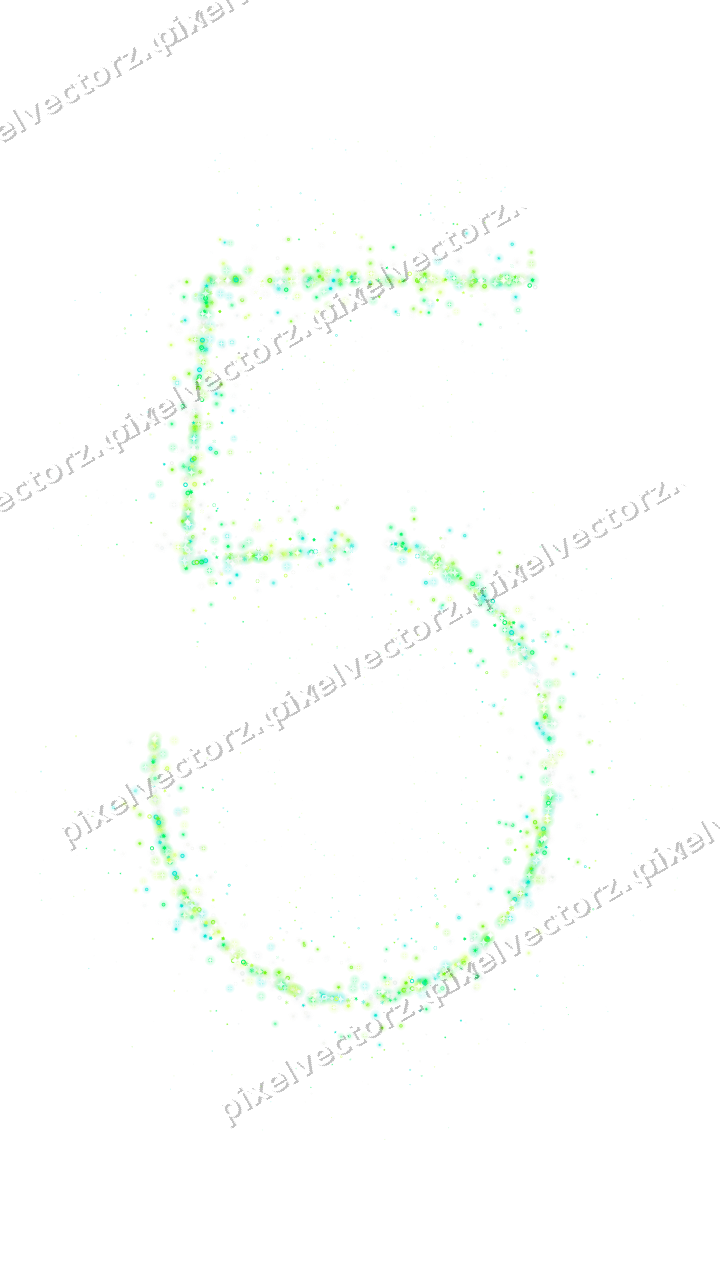 Nahtlose Glitzerzahl 5 in Grün und Limette auf transparentem Grund