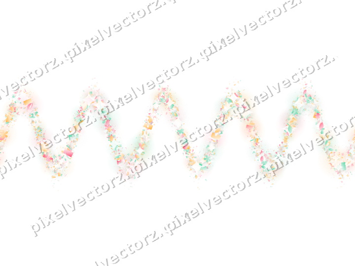 Nahtlose Glitzerwelle aus Blüten und Tropfen auf transparentem Grund