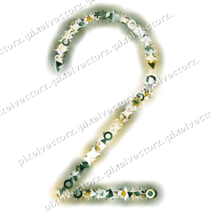 Nahtlose Glitzerzahl 2 aus Blüten und Ringen auf transparentem Grund
