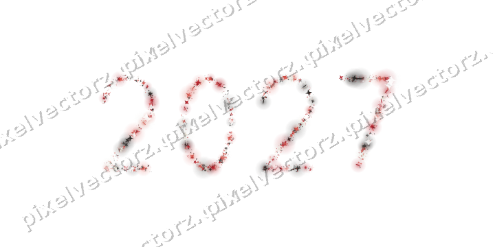 Nahtlose Glitzerzahl 2027 in Rot auf transparentem Grund