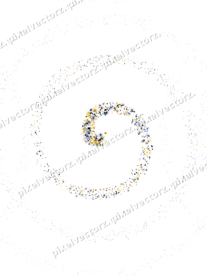 Nahtlose Glitzerspirale aus Sternen und Herzen auf transparentem Grund
