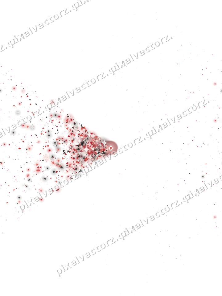 Nahtloser Glitzerfächer aus Dreiecken in Rot auf transparentem Grund