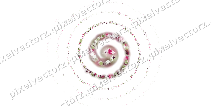 Nahtlose Glitzerspirale aus Sternen und Funken auf transparentem Grund