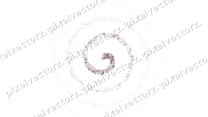 Nahtlose Glitzerspirale aus Funken und Herzen auf transparentem Grund