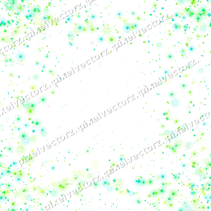 Nahtloser Glitzerkranz aus Sternen und Blüten auf transparentem Grund