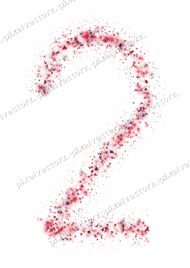 Nahtlose Glitzerzahl 2 in Rosa und Rot auf transparentem Grund