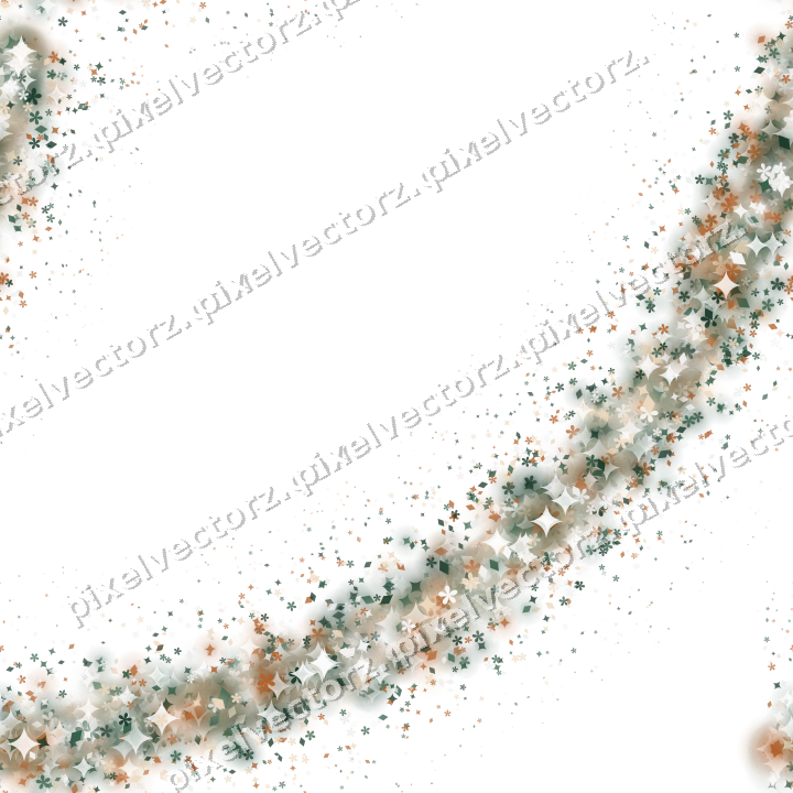 Nahtloser Glitzerbogen aus Funken und Blüten auf transparentem Grund