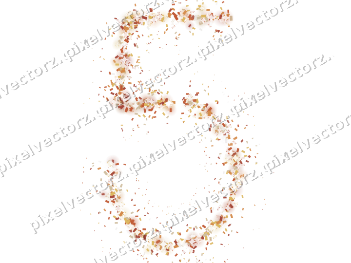 Nahtlose Glitzerzahl 5 aus Konfetti in Orange auf transparentem Grund
