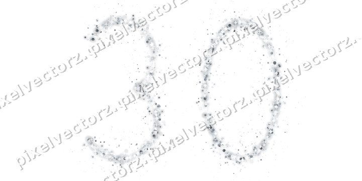 Nahtlose Glitzerzahl 30 aus Punkten und Rauten auf transparentem Grund