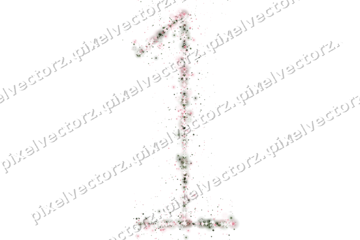 Nahtlose Glitzerzahl 1 aus Sternen in Rosa auf transparentem Grund
