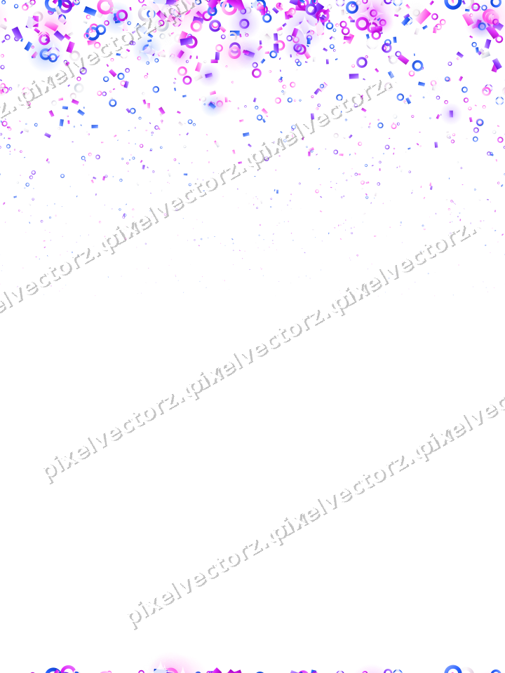 Nahtloser Glitzerregen aus Ringen und Konfetti auf transparentem Grund