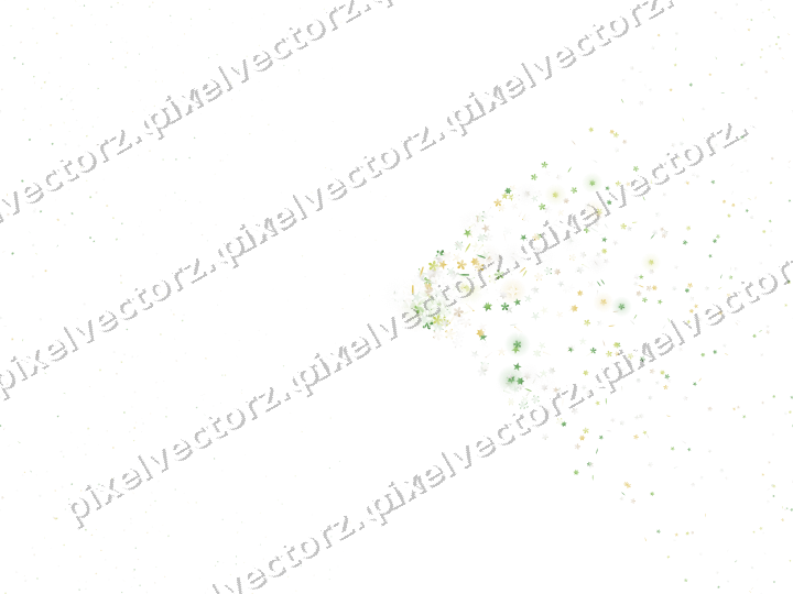 Nahtloser Glitzerfächer aus Sternen und Blüten auf transparentem Grund