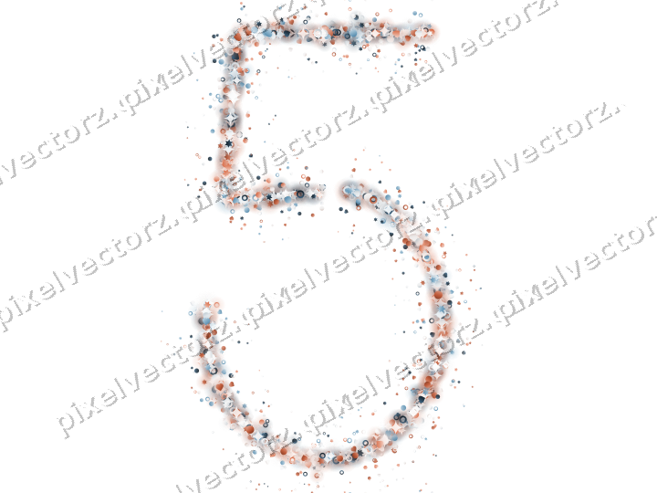 Nahtlose Glitzerzahl 5 aus Sternen und Herzen auf transparentem Grund