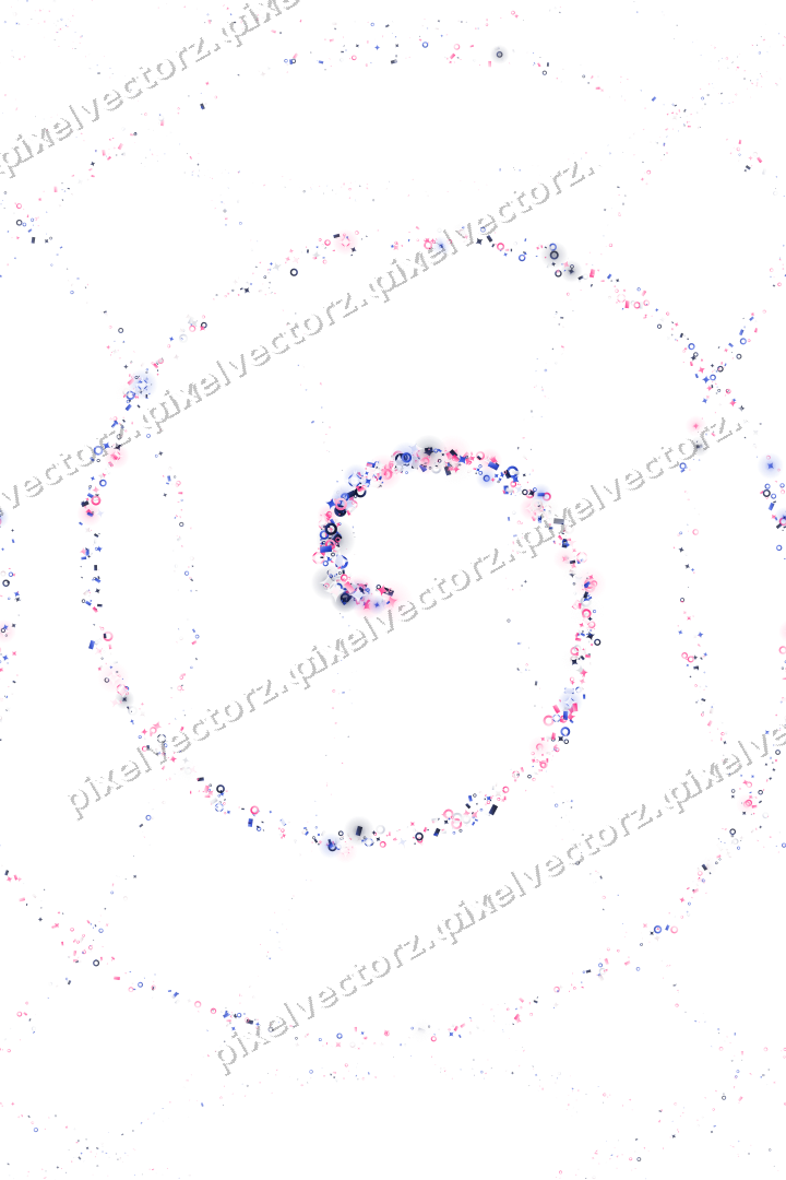 Nahtlose Glitzerspirale aus Funken und Ringen auf transparentem Grund