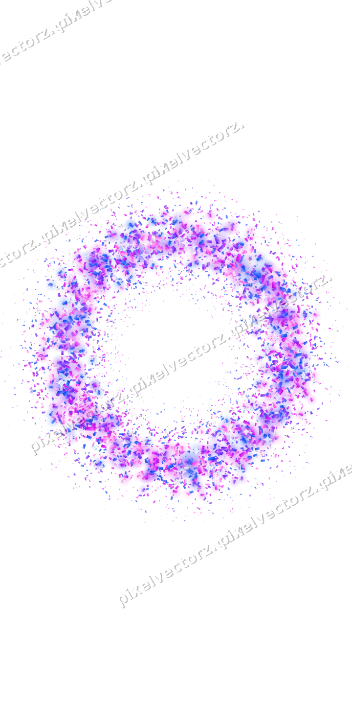 Nahtloser Glitzerkranz aus Konfetti in Violett auf transparentem Grund