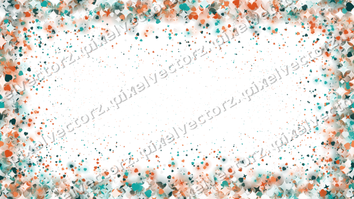 Nahtlose Glitzervignette in Orange und Petrol auf transparentem Grund