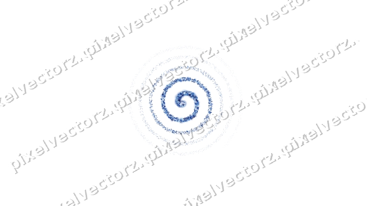 Nahtlose Glitzerspirale aus Blüten und Punkten auf transparentem Grund