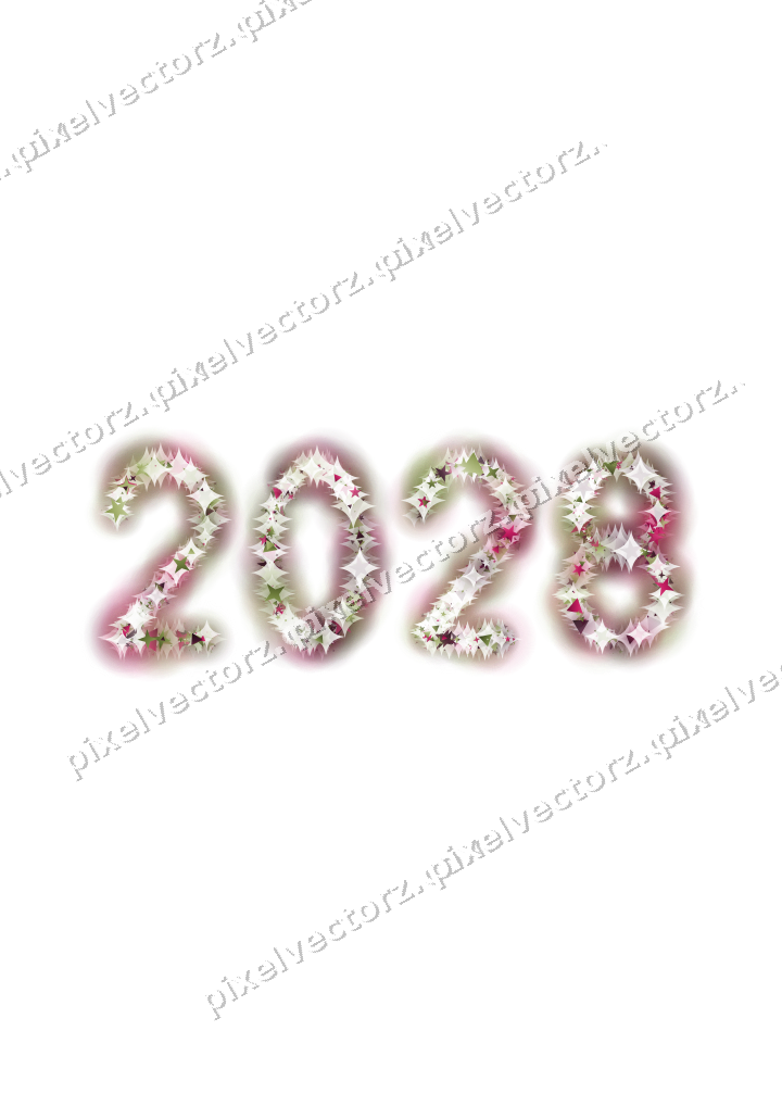 Nahtlose Glitzerzahl 2028 in Limette und Rosa auf transparentem Grund