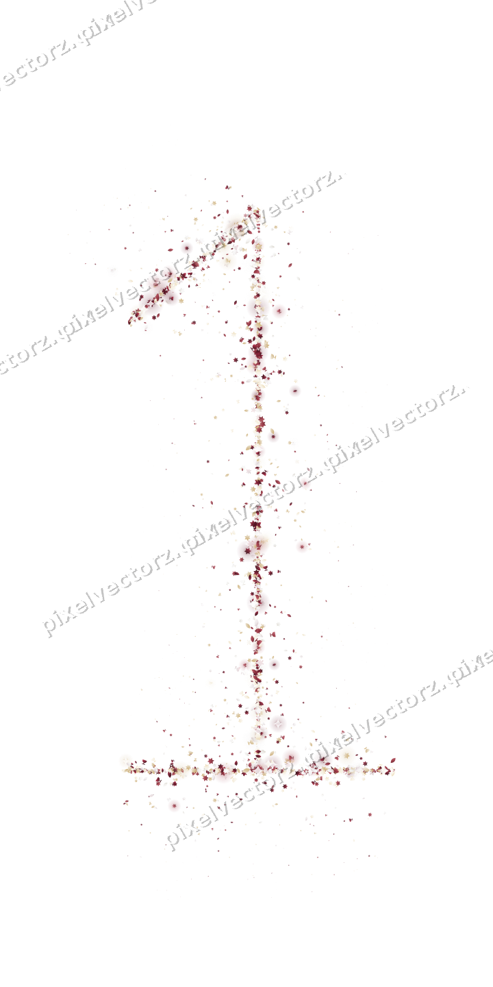 Nahtlose Glitzerzahl 1 aus Sternen und Tropfen auf transparentem Grund