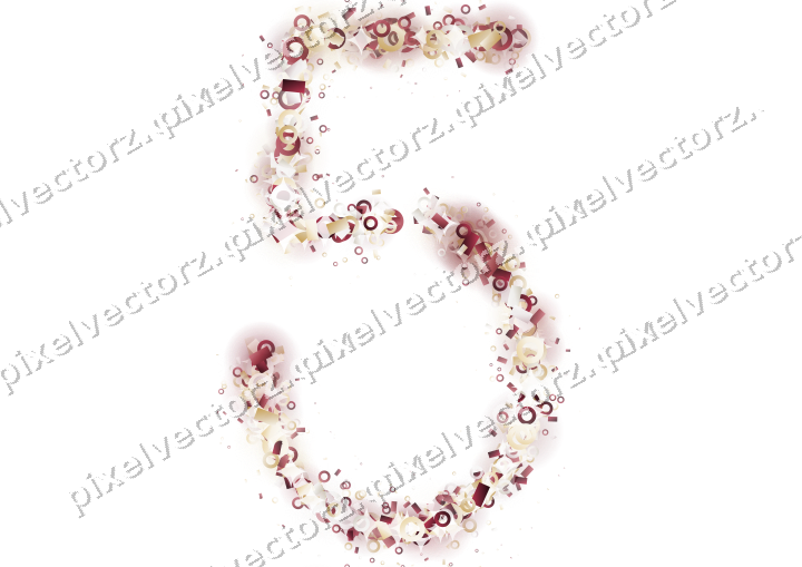 Nahtlose Glitzerzahl 5 aus Ringen und Konfetti auf transparentem Grund