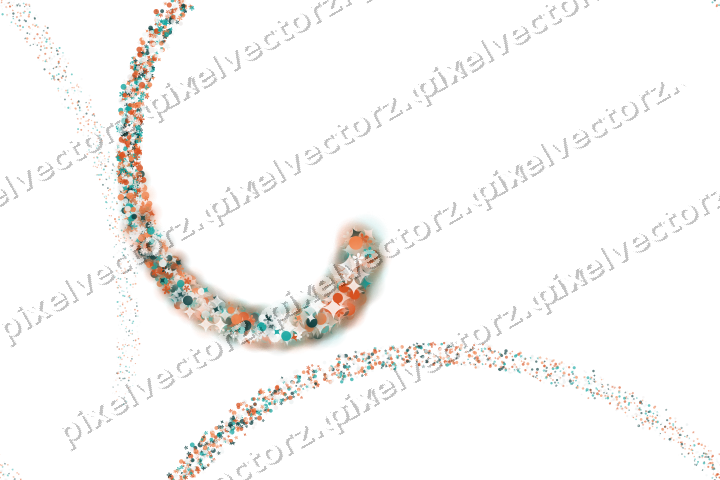Nahtlose Glitzerspirale aus Funken und Blüten auf transparentem Grund