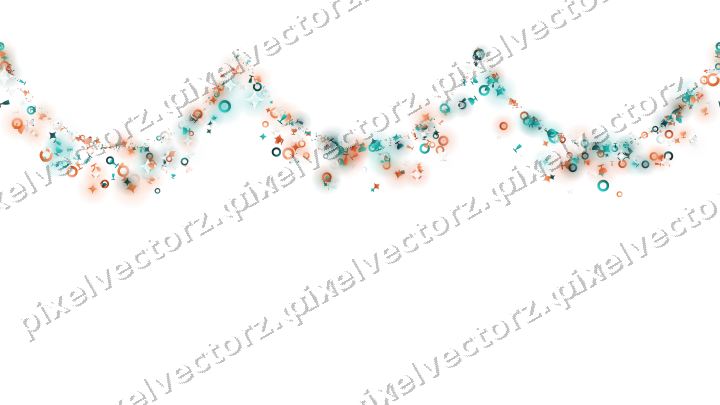 Nahtlose Glitzergirlande in Orange und Petrol auf transparentem Grund