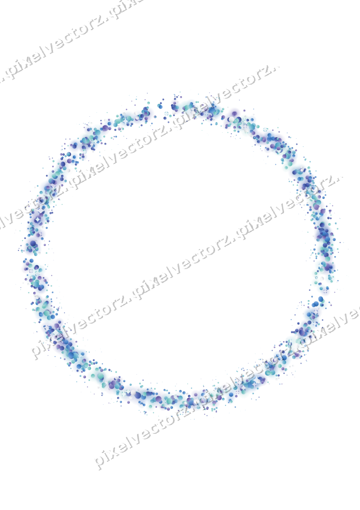 Nahtloser Glitzerkranz aus Punkten in Blau auf transparentem Grund