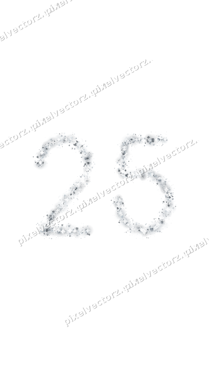 Nahtlose Glitzerzahl 25 in Blassblau auf transparentem Grund