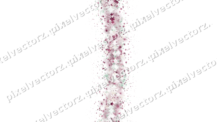 Nahtloser Glitzerbogen aus Sternen und Blüten auf transparentem Grund