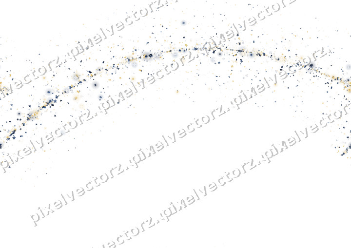 Nahtloser Glitzerbogen aus Sternen und Blüten auf transparentem Grund