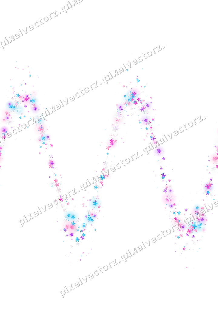 Nahtlose Glitzerwelle aus Blüten in Magenta auf transparentem Grund