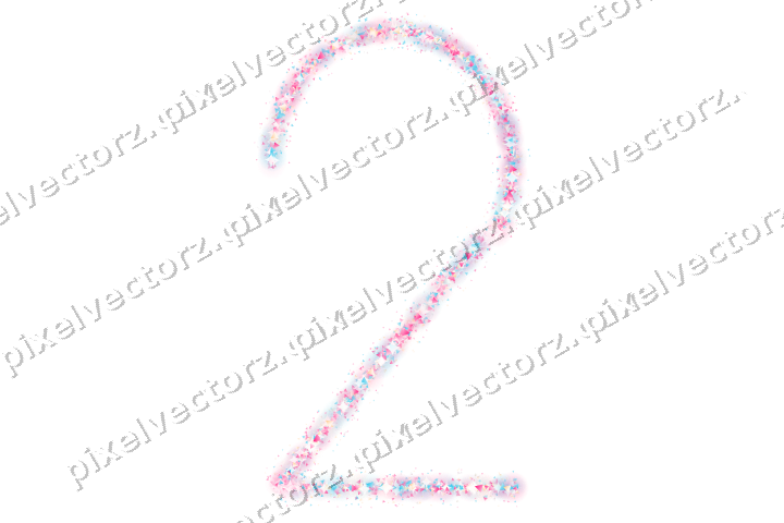 Nahtlose Glitzerzahl 2 aus Dreiecken in Rosa auf transparentem Grund